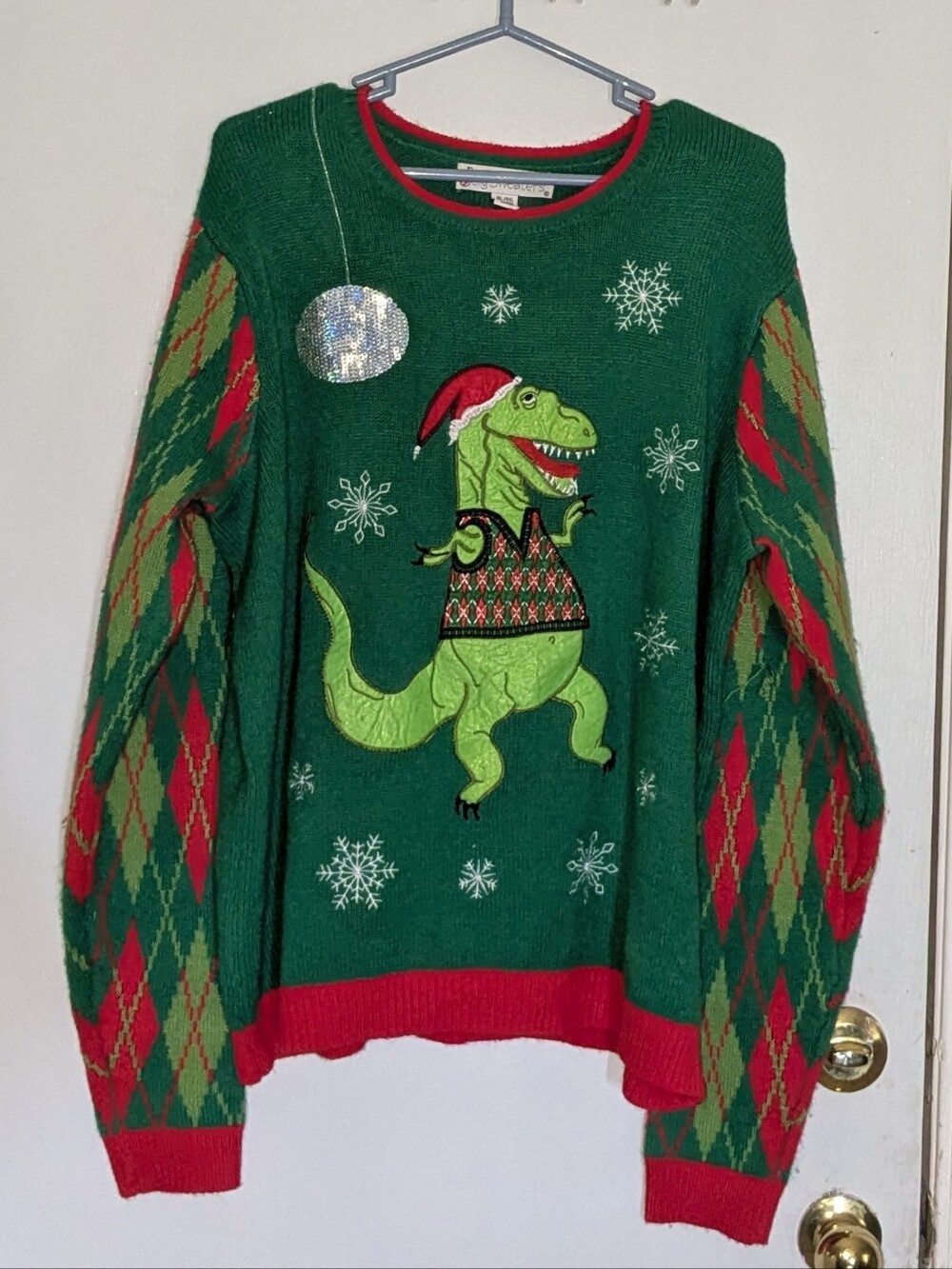 Bally Green and Red Holiday Sweater Top XL
